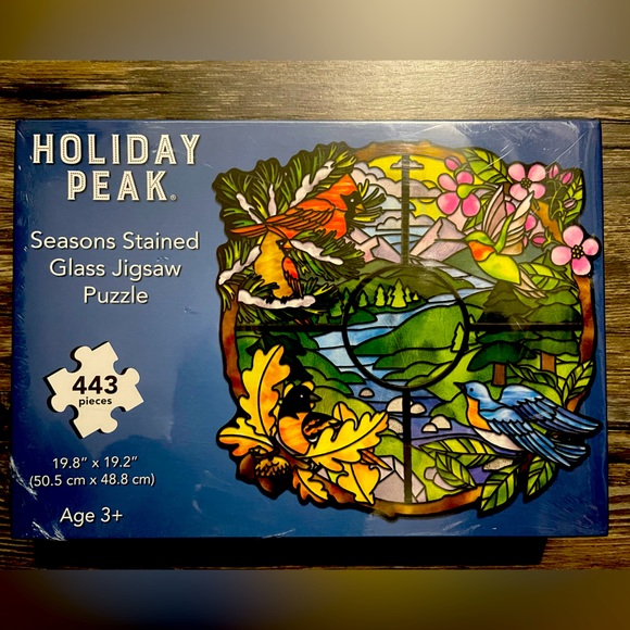 Seasons Stained Glass Jigsaw Puzzle by Holiday Peak™, 443 pieces - Picture 1 of 2